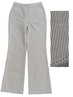 ALEXA CHUNG Black/White Houndstooth Wool Blend High Rise Straight Leg Pant (2/4)